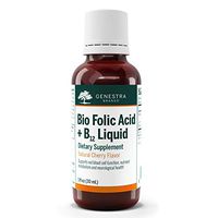Genestra Brands - Bio Folic Acid + B12 Liquid - Vegan B Vitamin Liquid - 1 fl. oz. - Natural Cherry Flavor