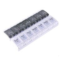 WOWHOUSE Pill Box Organiser 7-Day Weekly for AM PM Day Night Twice A Day, Pill Case with 14 Compartments for Vitamin Capsule Supplements Press Open Black-White (2time1day-blk)