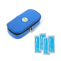 WSpring Portable Insulin Cooler Travel Case, Diabetic Organizer Medical Insulated Cooling Bag (4 Ice Packs) (Blue)