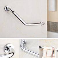 L-shaped Bathroom Bathtub Handrail, Stainless Steel Chromed Shower Grab Bar Toilet Anti-skid Safety Handle for Elderly Helping