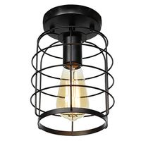 Industrial Vintage Flush Mount Ceiling Light Rustic Metal Cage Pendant Lamp Cage chandelier,Ship from US Warehouse