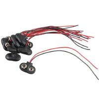 URBEST 10 Pcs Black Faux Leather Shell T Type Wired 9V Battery Clip Connector