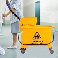 Ridgeyard 20L(21 Quart) Side Press Mop Bucket with Wringer 4 Smooth-Rolling Wheels Combo Bucket for Home Use