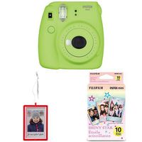 Fujifilm Instax Mini 9 Instant Camera with Holiday Ornament, Red and 10 Sheet Shiny Star Film
