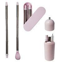 Metal Straws Collapsible Reusable Stainless Steel Straw -Folding, Portable Travel Straws With Case and Cleaning Brush，2 Pack（A Telescopic Straw and A Detachable Telescopic Straw with Spoon）