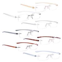 READING GLASSES 7 pack Mix Color Small Lens Rimless Readers +1.50