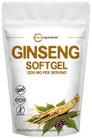 Maximum Strength Ginseng Liquid Soft-gels, 1200mg Per Serving, 200 Counts, Supports Energy, Immune, Mental Health, Non-GMO and Made in USA