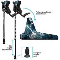 Smart Crutch Performance Series Forearm Crutch with Premium Spring Loaded Flextip, 15-90 Degree Rotation - 2 Adult Ergonomic Adjustable Walking Aids - Medium, Ocean Water