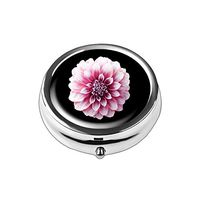 Pill Box - Lizimandu Compact 3 Compartment Medicine Case, Pill Box for Pocket or Purse (1-Pink Flower)