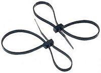 Double Loop 8", 50 lb. UV Black Cable Ties - (pack of 100)