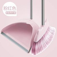 Combination of Scraping and Tooth Scraping, Dustpan Set, Household Soft Wool Scraper, Pink Purple-2-piece Set [Thickened Tooth Scraper]