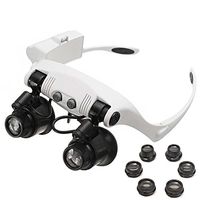 QZY 2 LED Light Read Magnifier Headband, Eight Optical Lens Magnifying Glasses Loupe,Specialty Circuit Board Service Diamond Jewelry Identification