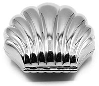 Silver Clam Shell Purse Shaped Pocket Purse Portable Travel Pill Box & Medicine Organizer (1 Large Compartment)