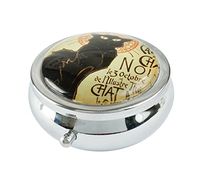 Halulu Cat Custom Fashion Round Glass Pill Case 2.1 Inch Tablet Holder Storage Bag Wallet