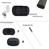 N/M Replacement Accessories V ented O ven L id for Pax 2 & Pax 3,Black Flat & Raised Mouthpiece, Adjustable Sandwich Pusher and 3D Bottom Screen Compatible with pax2 & Pax 3, Black Brush for Cleaning