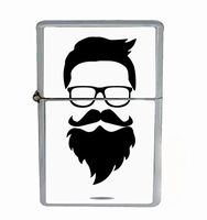 Helo Hipster Trendy Glasses and Beard Flip Top Oil Cigarette Lighter Smoking