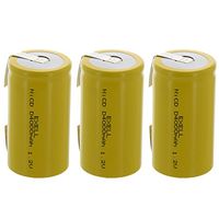 3x Exell D Size 1.2V 4000mAh NiCD Rechargeable Batteries with Tabs for medical instruments/equipment, electric razors, toothbrushes, radio controlled devices, electric tools