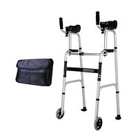 Walking Frames Lightweight Aluminium Zimmer Walker Folding Adjustable Height With 2 Wheels Adjustable Height for Seniors Rollators