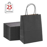 Black Gift Bags 8x4.75x10.5"25Pcs GSSUSA Sturdy Shopping Bags,Party Bags,Merchandise Bag,Kraft Bags,Retail Bags, Black Paper Bags with Handles