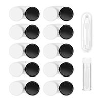 ROSENICE Contact Lens Cases 12 Packs - Tweezers and Applicator Included - Leak Proof, Big Size, One Year Supply - Contact Lens Remover Contact Lens Holder(Black White)