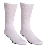 Non Skid Diabetic Crew Socks - Breathable Anti Slip Socks - Loose Fitting Comfortable Sock – Improve Foot Circulation – Painful Swollen Feet Relief - Prevent Slipping - White - 12 Pairs