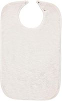 Nobles 3 Terry Adult Bibs with Vinyl Barrier - Snap Closure (White with Light Pink Backing)