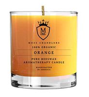 Moss Chandlers Orange - 100% Organic Aromatherapy Scented Beeswax Candle Glass Tumbler (10 oz) - Safe, Non-Toxic, Non-GMO Candles