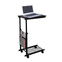 CHICTI Medical Height Adjustable Overbed Table, Sofa Side Table Nursing Reading Breakfast Table with Lockable Wheels, Mobile Computer Desk