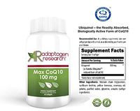 Max CoQ10 100mg | Biologically Active Coenzyme Q10 Kaneka Ubiquinol | No Crystal  High Dose | Readily Absorbed Supplement | 60 Softgels | Adaptogen Research