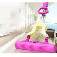 QJSDM Cleaning mop Squeeze Household Glue Cotton mops Fold Squeeze Water Sponge Mop Stainless Steel Rod Can Stretch Cotton Absorbent Mop,Pink