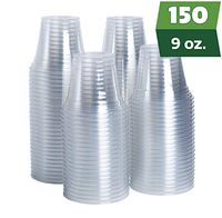 [150 Count] 9 oz. Clear Plastic Party Cups - Plastic Wine Tumblers