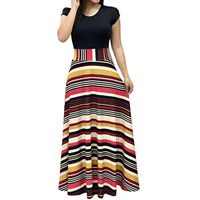 Spring Sale! Womens Maxi Dress Fashion Casual Floral Printed O-Neck Short Sleeve High Waist Long Dresses