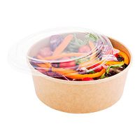 Clear Plastic Lid for Round Bio Salad Container - 25 oz - Disposable - 200ct Box - Restaurantware