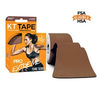 KT Tape Pro Extreme Therapeutic Elastic Kinesiology Sports Tape, 20 Pre Cut 10 inch Strips, 100% Synthetic Water Resistant Breathable, Pro & Olympic Choice, Marquee Mocha