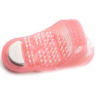 Happylife 1PCS Shower Foot Feet Cleaner Massage Scrubber Washer Foot Health Care Household Bathroom Stone Massager Slipper Blue Relax Tool,Pink