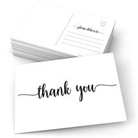 321Done Thank You Postcards (Set of 50) 4" x 6" Blank with Mailing Side - Made in USA, Cute Modern Script Thick White Cardstock, Large