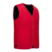 MOXIN Heating Electric Vest, Carbon Fiber Heated Jacket Cold-Proof Heating Clothes Washable, 3 Heating Area with 2 Shoulder Massage Areas for Outdoor,Red,XXXXL