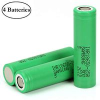 M&A BD 4 Pack of Green-25R, 2500mAh, 20A, Rechargeable, Replacement for Flat Top, 18mm by 65mm Battery, for LED Flashlight