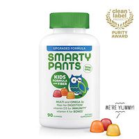 SmartyPants Kids Formula & Fiber Daily Gummy Vitamins: Gluten Free, Multivitamin & Omega 3 Fish Oil (Dha/Epa), Fiber, Methyl B12, vitamin D3, Vitamin B6, 90 Count (22 Day Supply) - Packaging May Vary