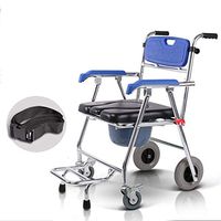 Shower Chair with Wheels Folding Commode Chair and Padded Toilet Seat Shower Transport Chair Shower Wheelchair with Brakes