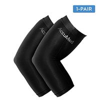 AccuMed Elbow Brace Compression Sleeve (1 Pair) - Arm Support Elbow Sleeve for Tendonitis, Arthritis, Bursitis, Weightlifting, Golf, Tennis, Pain Relief, Recovery, Copper Fiber, for Men & Women Large