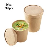 SWEET FLAVOR - 500 ct - Disposable Eco-Friendly Kraft Soup Container 26 oz. Ideal for Soup and ICE Cream. TO GO Container for Food Lid Sold Separately -