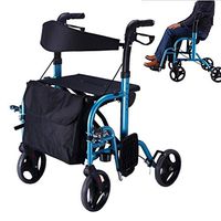 JOEPET Folding Rollator Walker - 4 Wheel Medical Rolling Walker, Aluminum Transport Chair with Seat,Hand Cane Tray & Bag - Mobility Aid for Adult, Elderly & Handicap