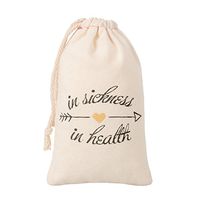 Ling's moment 10pcs 4"x6" Classy in Sickness and in Health Hangover Kit Bachelorette Party Gift Bags Wedding Cotton Muslin Welcome Favors Hen Weekend Stag Party Recovery Kit Bags