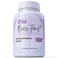 Boric Acid Vaginal Suppositories Plus Aloe Vera & FOS Probiotic Enhancer 800mg/, 30 Count All Natural Made in USA