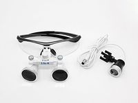 Dental Surgical Medical Binocular Loupes 3.5X420mm Optical Glass with 3W LED Head Light (Red,Blue,Silver and Black) (Black)