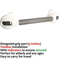 AmeriLuck Suction Bath Grab Bar 16.5" with Indicators, Bathroom Shower Handle (White, 1 Pack)