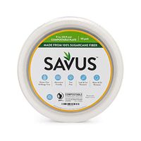 SAVUS 9-inch Round Disposable Plates, [50 count] - 100% Compostable Eco-Friendly Sugarcane Fiber Bagasse Heavy Duty Tree Free Plastic Free Party Paper Plates 9"