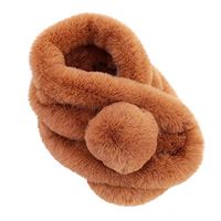 Theoylos Women's Solid Color Scarf Outerwear Bib Faux Fur Scarf Warm Scarf Winter Fleece Ultra Soft Scarf Khaki