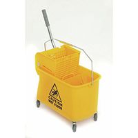 HUBERT Mop Bucket with Side Press Wringer 21 Quart Yellow Plastic - 10 1/2"L x 26 1/2"W x 24"H